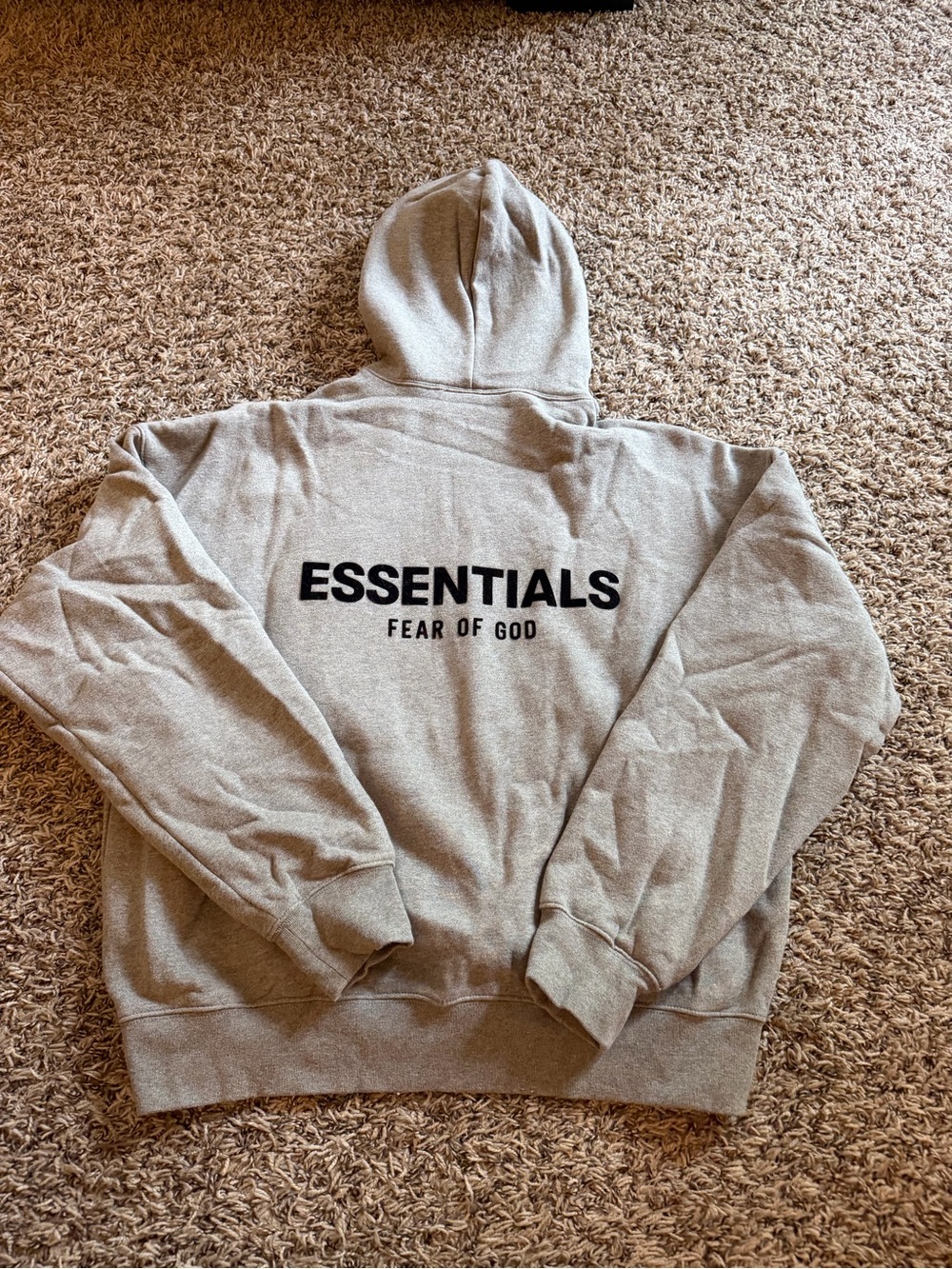 Fear of God ESSENTIALS Crewneck Hoodie in Light Gray with Black Logo